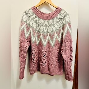 Lucky Brand Pink and Cream Knit Sweater